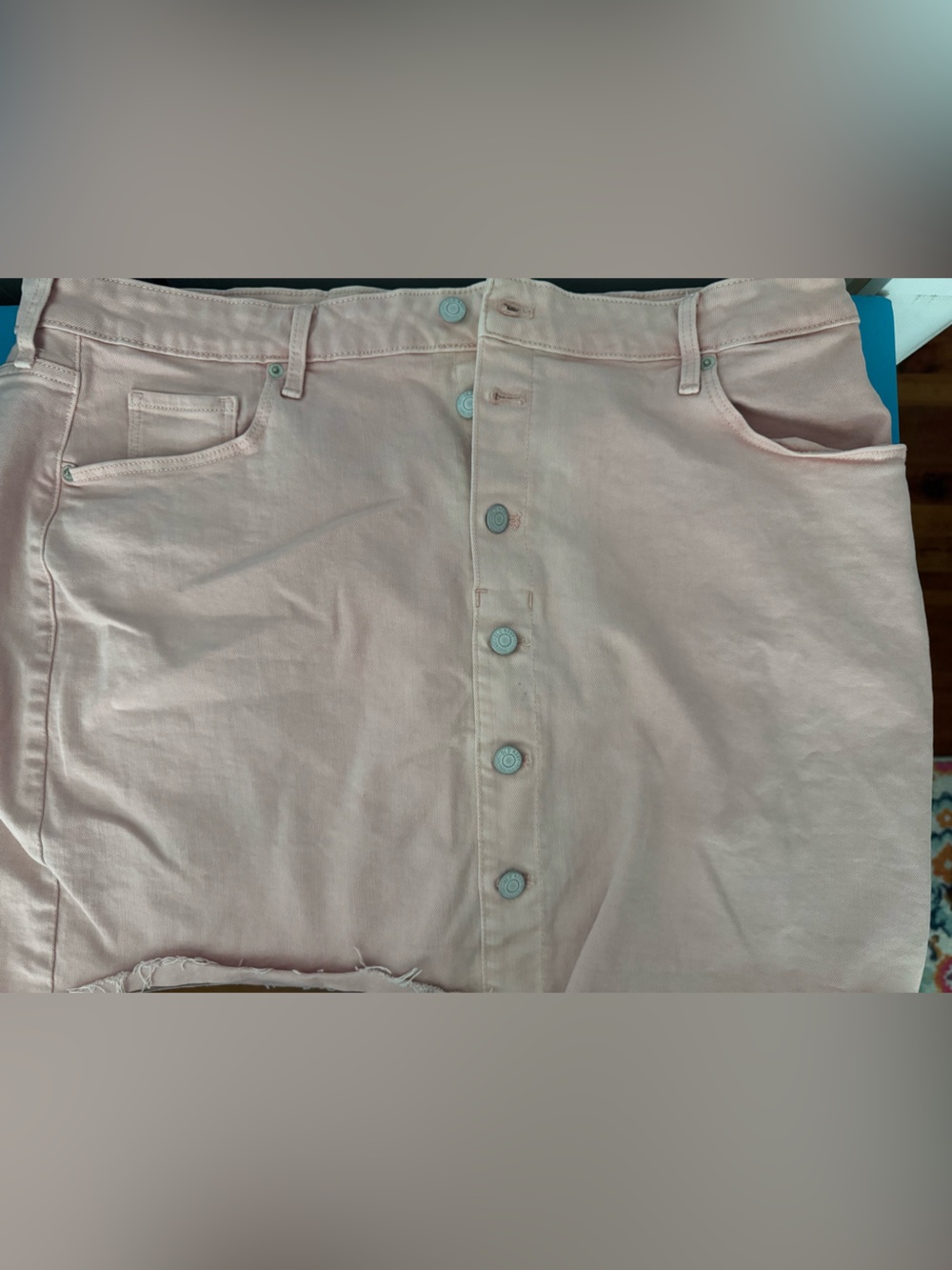 Pink Button Down Jean Skirt